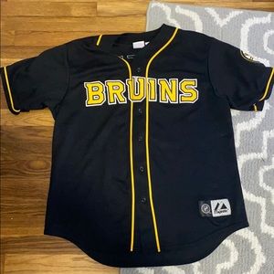 Baseball style Patrice Bergeron jersey.